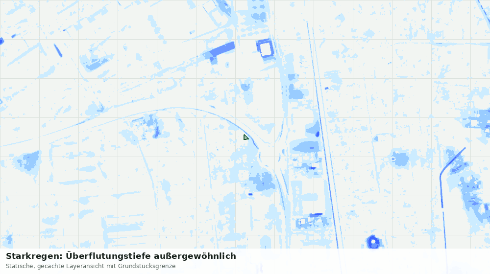 Statische Kartenansicht: Starkregen: Überflutungstiefe außergewöhnlich