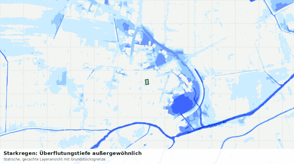 Statische Kartenansicht: Starkregen: Überflutungstiefe außergewöhnlich