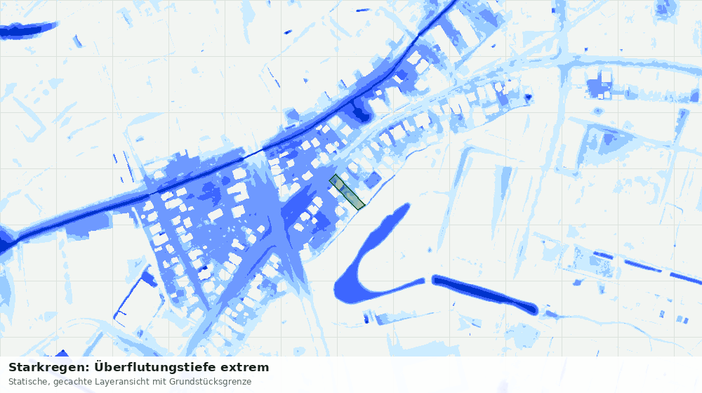 Statische Kartenansicht: Starkregen: Überflutungstiefe extrem