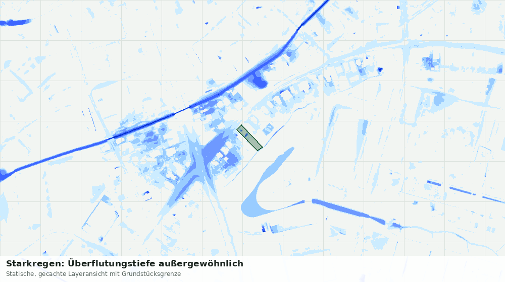 Statische Kartenansicht: Starkregen: Überflutungstiefe außergewöhnlich