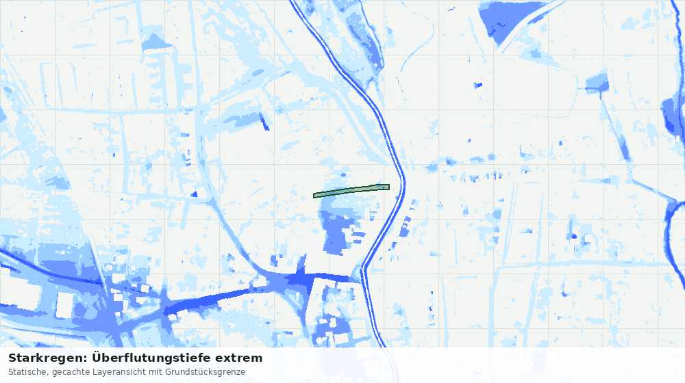 Statische Kartenansicht: Starkregen: Überflutungstiefe extrem