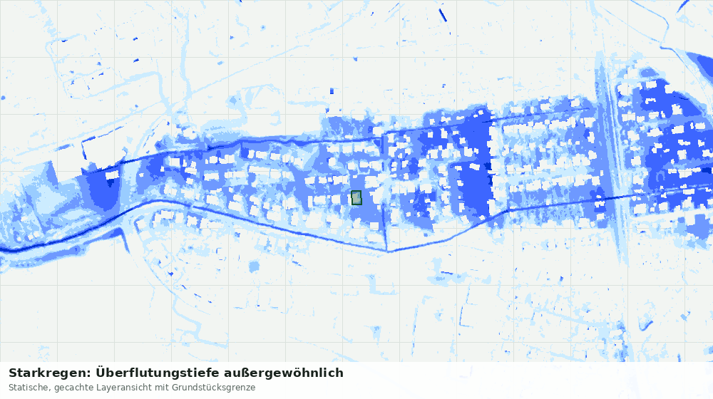 Statische Kartenansicht: Starkregen: Überflutungstiefe außergewöhnlich