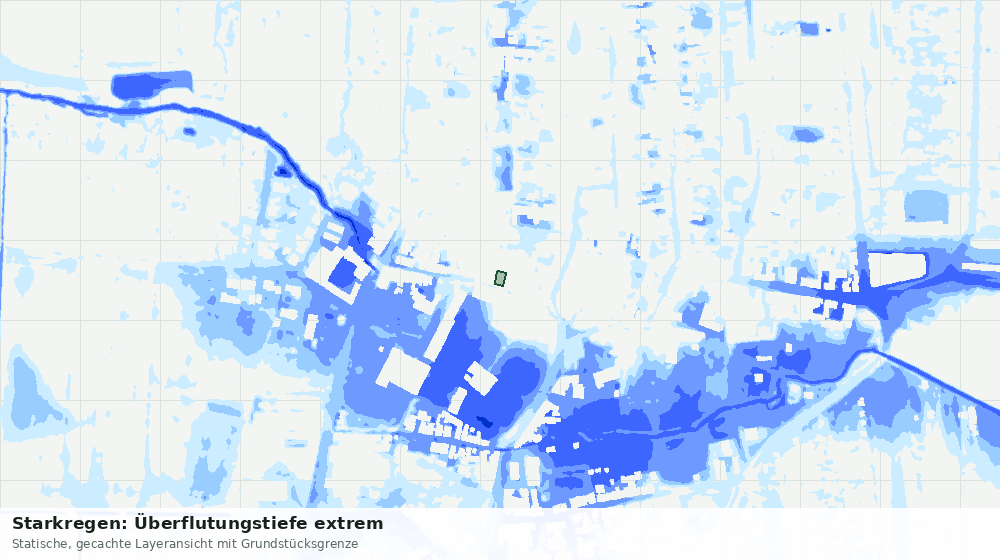 Statische Kartenansicht: Starkregen: Überflutungstiefe extrem