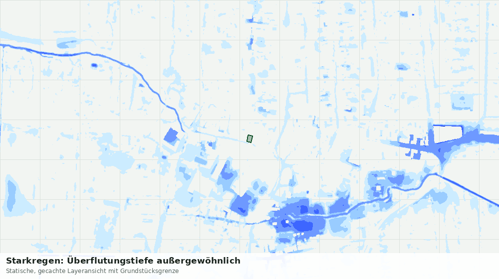 Statische Kartenansicht: Starkregen: Überflutungstiefe außergewöhnlich
