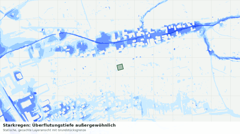 Statische Kartenansicht: Starkregen: Überflutungstiefe außergewöhnlich