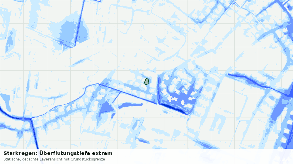 Statische Kartenansicht: Starkregen: Überflutungstiefe extrem