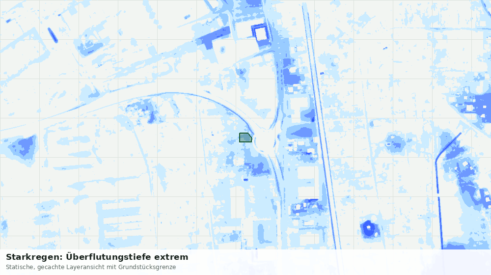 Statische Kartenansicht: Starkregen: Überflutungstiefe extrem