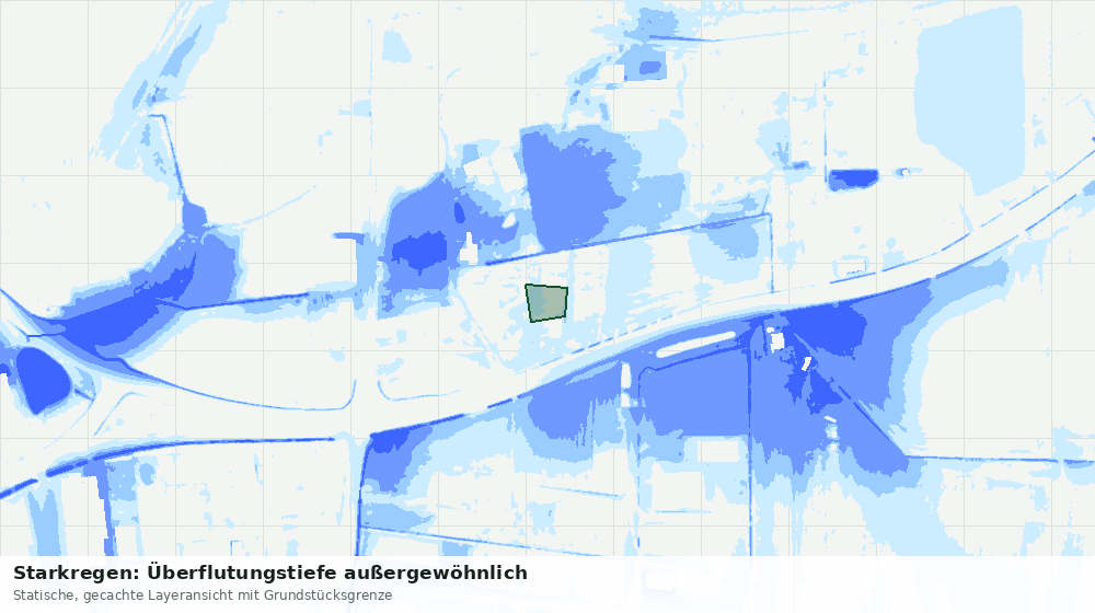 Statische Kartenansicht: Starkregen: Überflutungstiefe außergewöhnlich