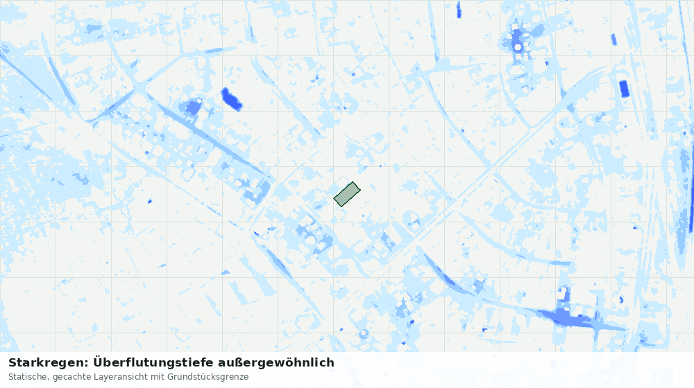 Statische Kartenansicht: Starkregen: Überflutungstiefe außergewöhnlich