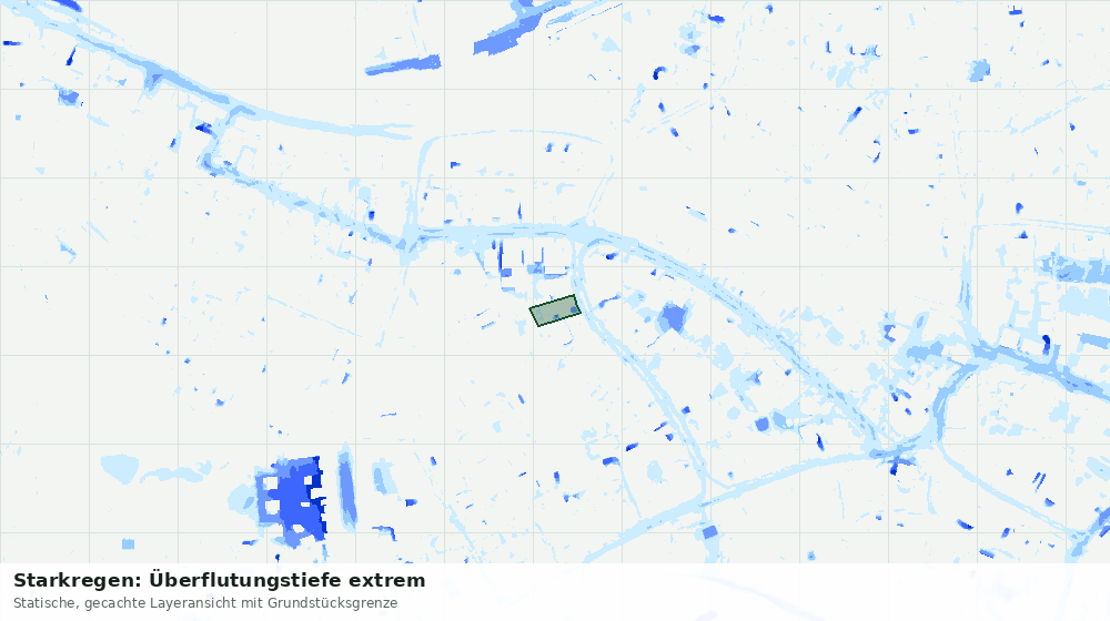 Statische Kartenansicht: Starkregen: Überflutungstiefe extrem