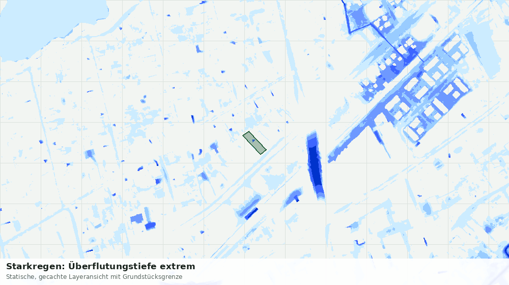 Statische Kartenansicht: Starkregen: Überflutungstiefe extrem
