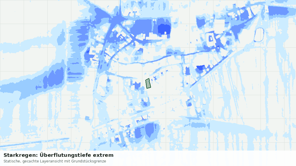 Statische Kartenansicht: Starkregen: Überflutungstiefe extrem