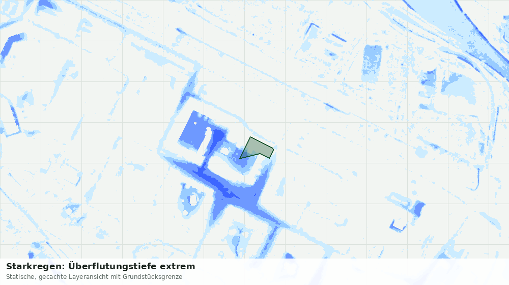 Statische Kartenansicht: Starkregen: Überflutungstiefe extrem