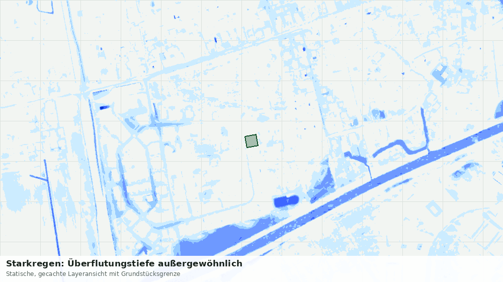 Statische Kartenansicht: Starkregen: Überflutungstiefe außergewöhnlich