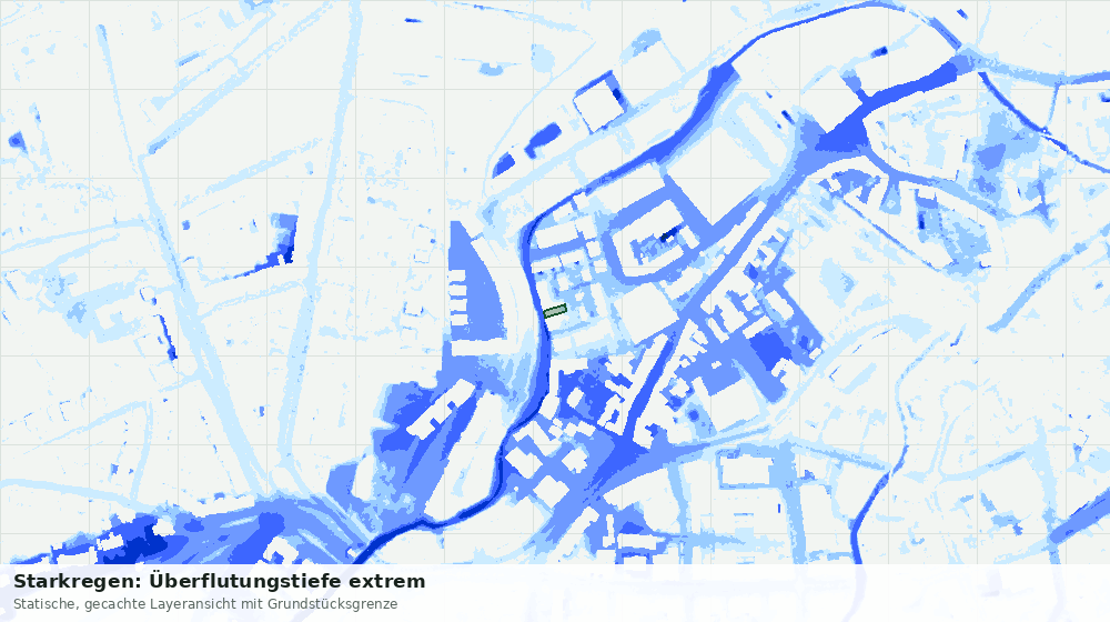 Statische Kartenansicht: Starkregen: Überflutungstiefe extrem