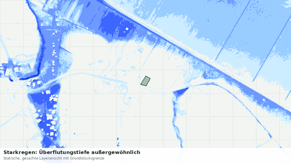Statische Kartenansicht: Starkregen: Überflutungstiefe außergewöhnlich