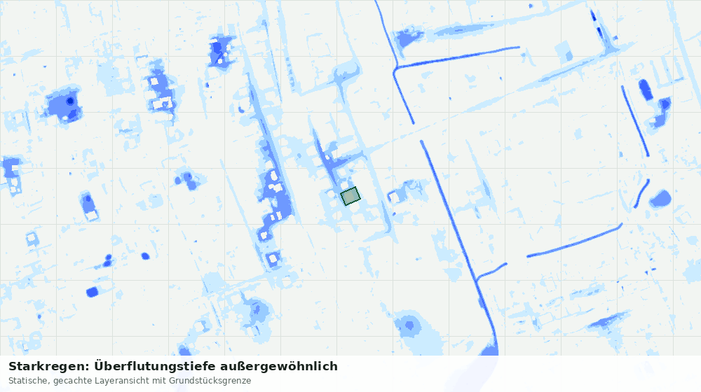Statische Kartenansicht: Starkregen: Überflutungstiefe außergewöhnlich