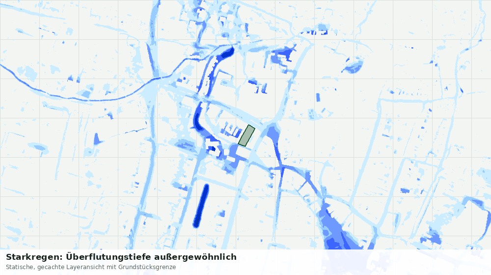 Statische Kartenansicht: Starkregen: Überflutungstiefe außergewöhnlich