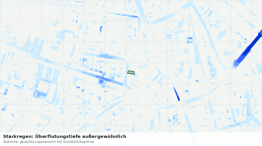 Statische Kartenansicht: Starkregen: Überflutungstiefe außergewöhnlich