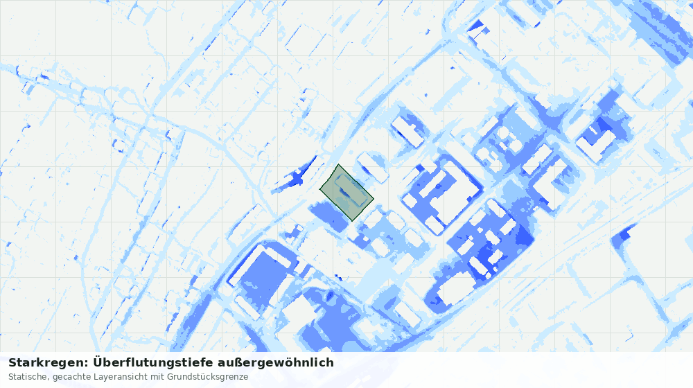 Statische Kartenansicht: Starkregen: Überflutungstiefe außergewöhnlich
