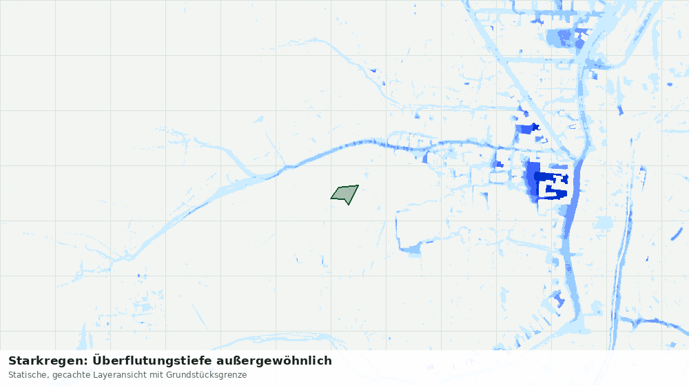 Statische Kartenansicht: Starkregen: Überflutungstiefe außergewöhnlich