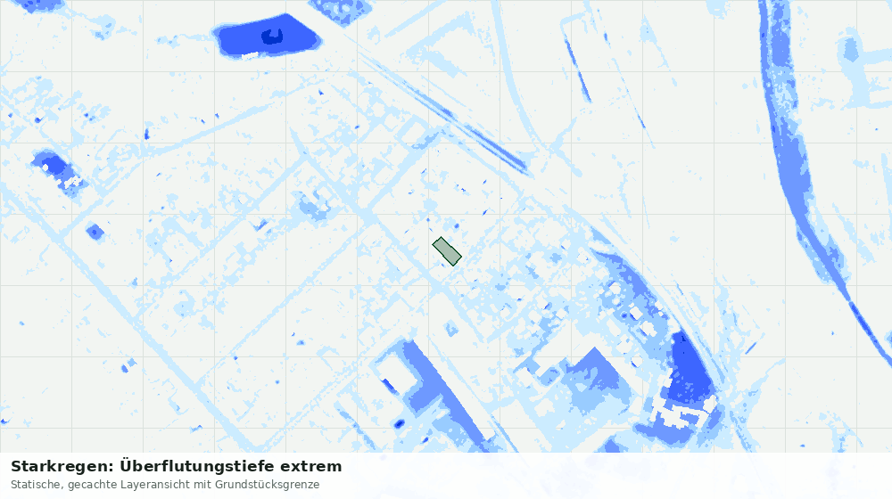 Statische Kartenansicht: Starkregen: Überflutungstiefe extrem