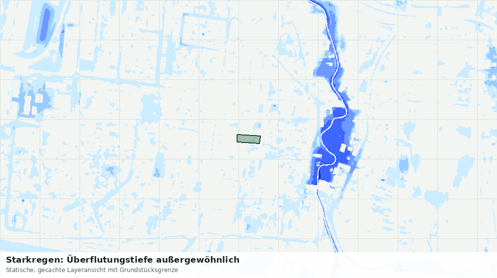 Statische Kartenansicht: Starkregen: Überflutungstiefe außergewöhnlich