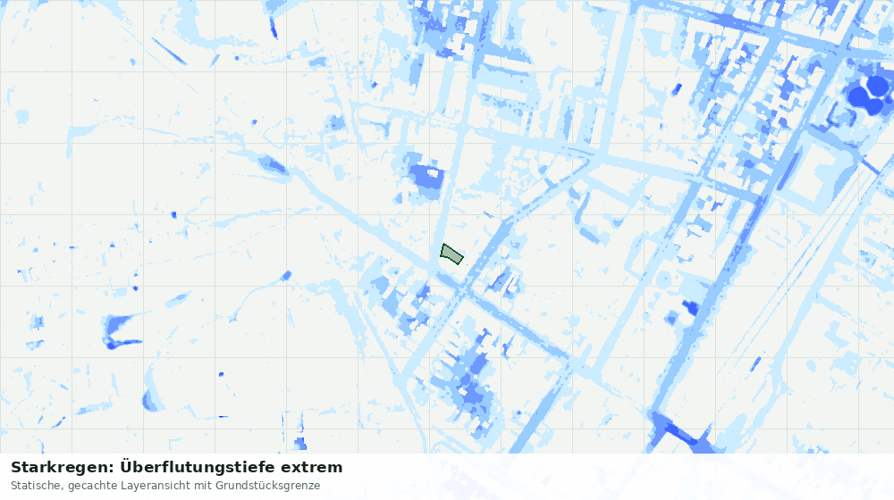 Statische Kartenansicht: Starkregen: Überflutungstiefe extrem