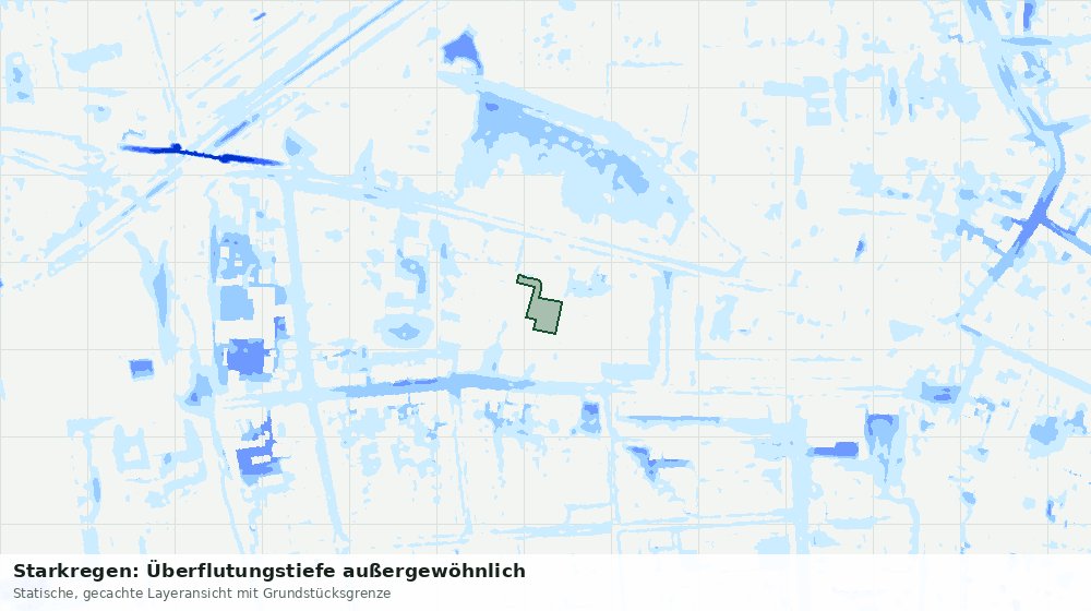 Statische Kartenansicht: Starkregen: Überflutungstiefe außergewöhnlich