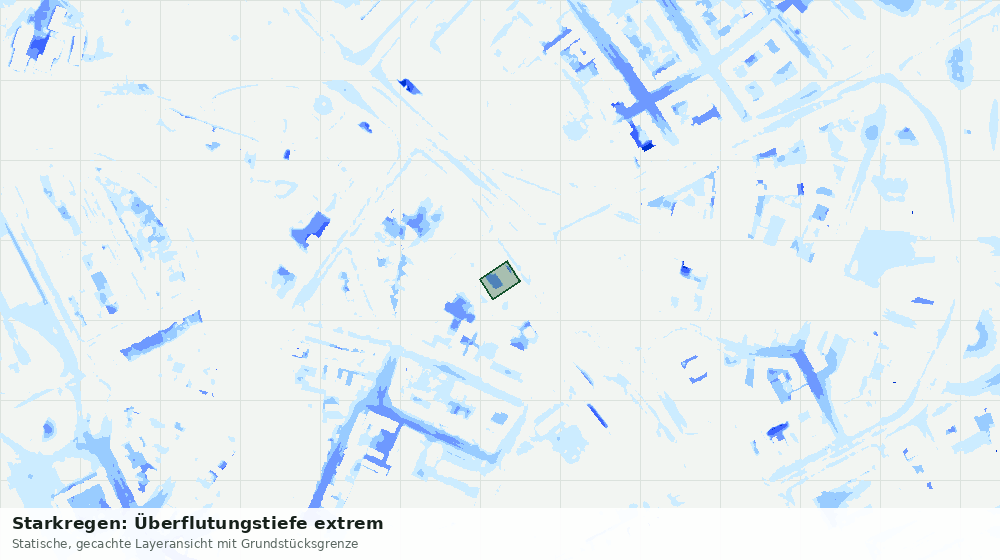 Statische Kartenansicht: Starkregen: Überflutungstiefe extrem