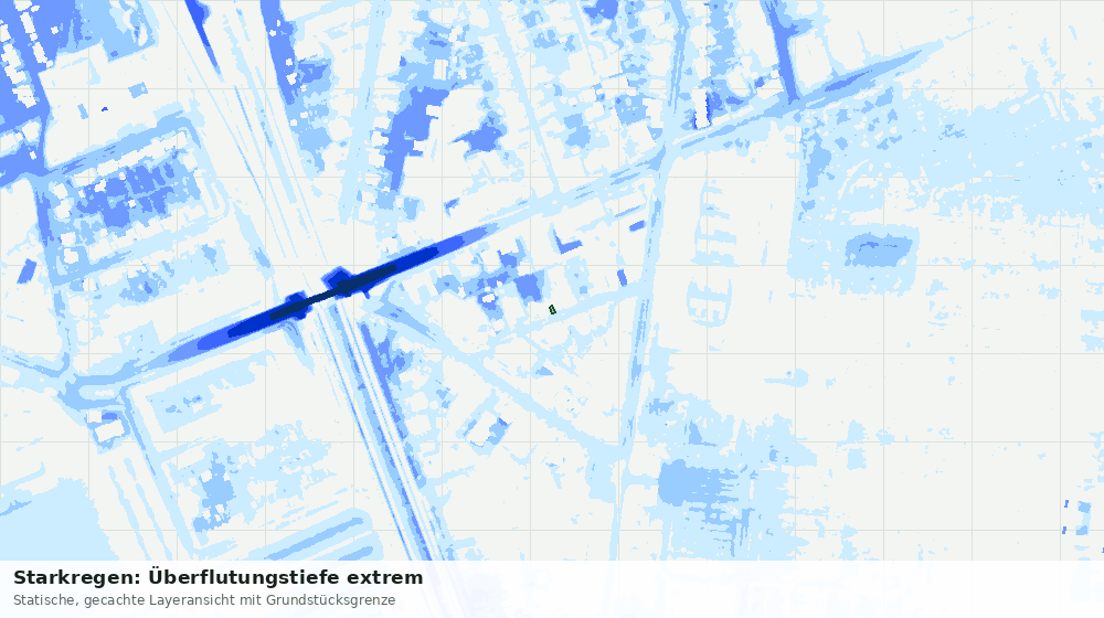 Statische Kartenansicht: Starkregen: Überflutungstiefe extrem