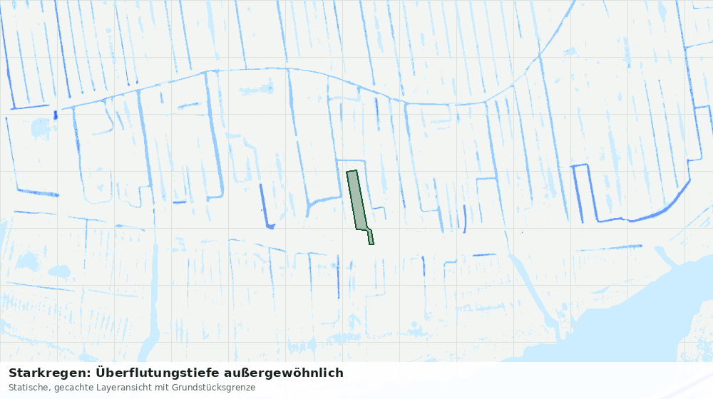 Statische Kartenansicht: Starkregen: Überflutungstiefe außergewöhnlich