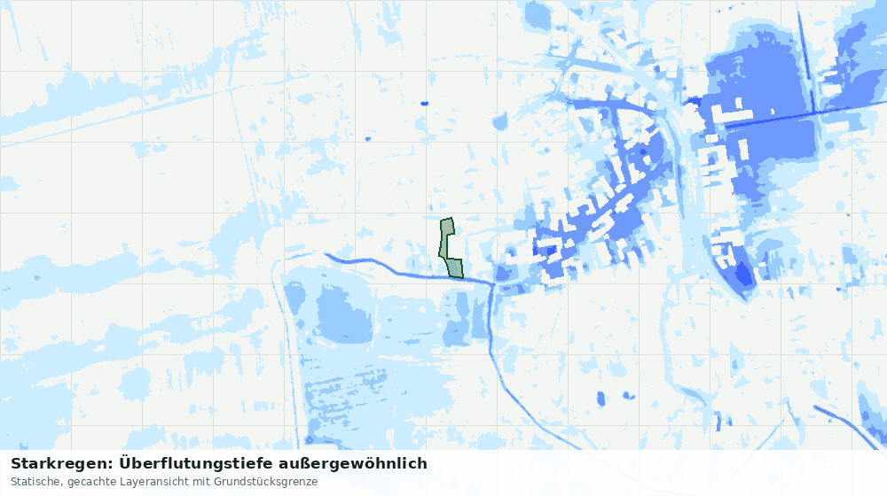 Statische Kartenansicht: Starkregen: Überflutungstiefe außergewöhnlich