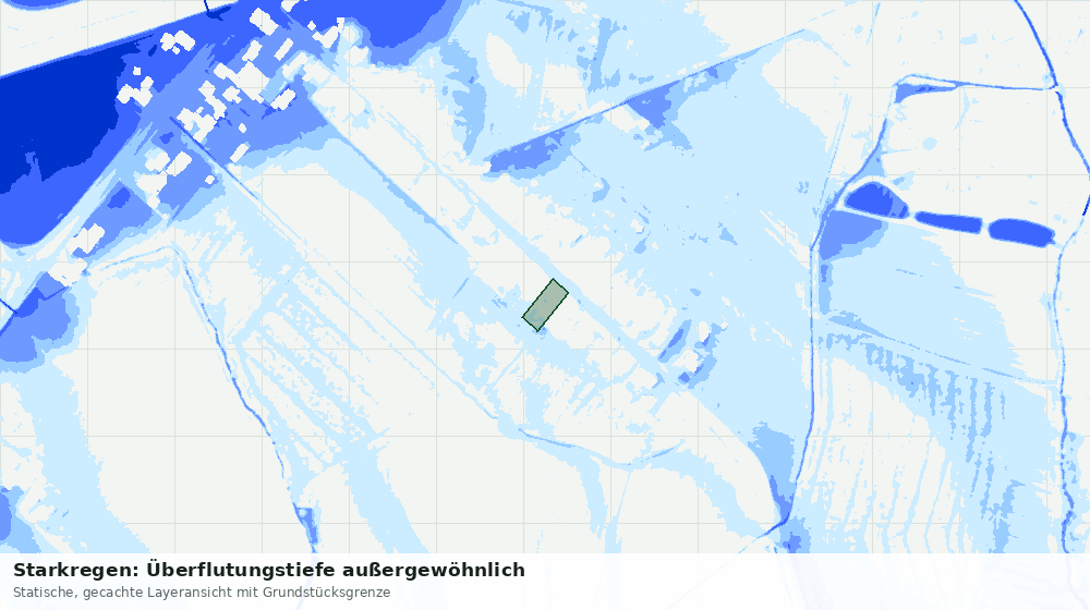 Statische Kartenansicht: Starkregen: Überflutungstiefe außergewöhnlich