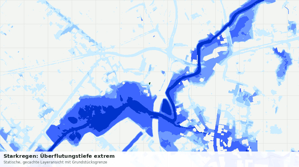 Statische Kartenansicht: Starkregen: Überflutungstiefe extrem