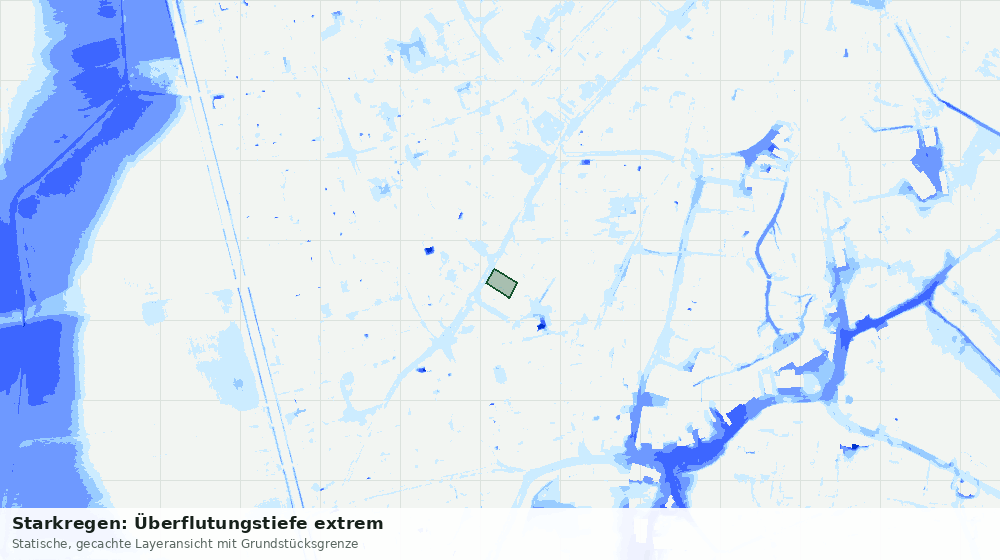 Statische Kartenansicht: Starkregen: Überflutungstiefe extrem