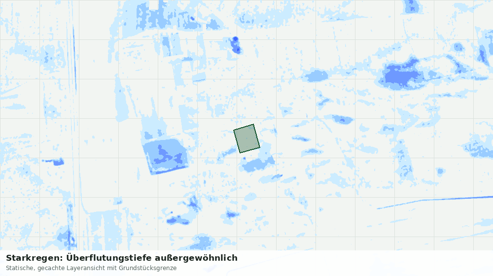 Statische Kartenansicht: Starkregen: Überflutungstiefe außergewöhnlich