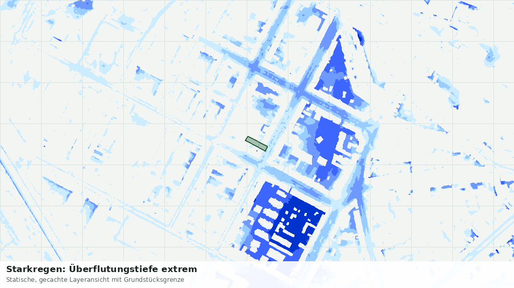 Statische Kartenansicht: Starkregen: Überflutungstiefe extrem