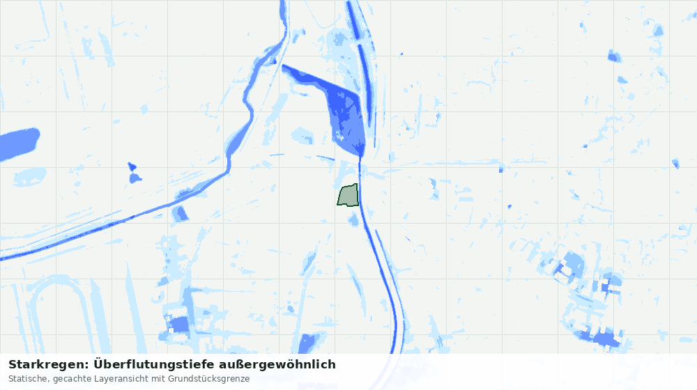 Statische Kartenansicht: Starkregen: Überflutungstiefe außergewöhnlich