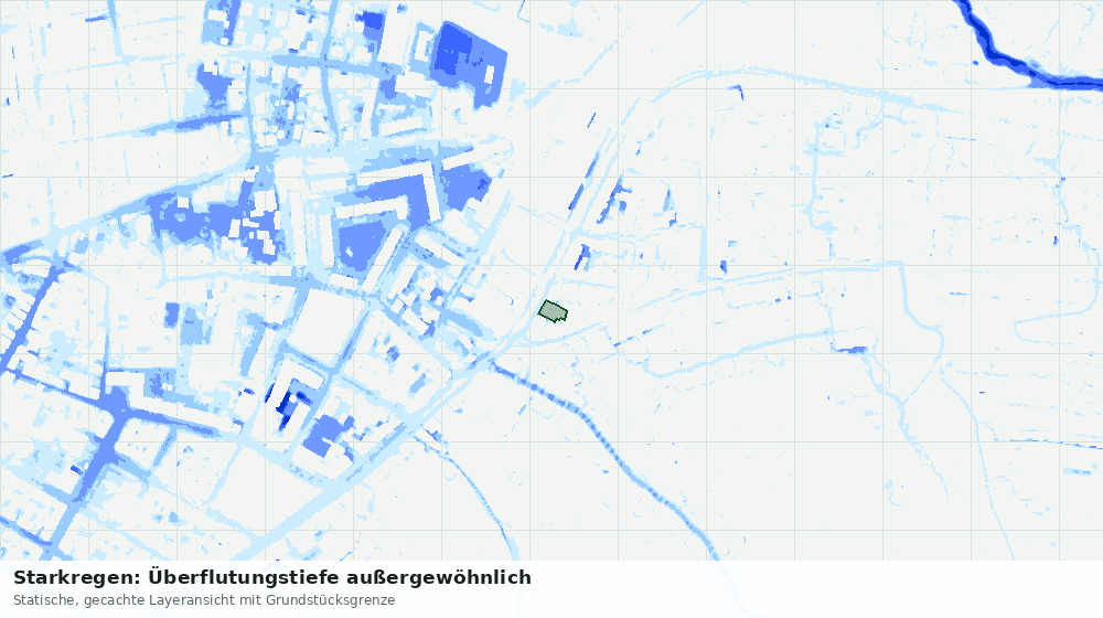 Statische Kartenansicht: Starkregen: Überflutungstiefe außergewöhnlich