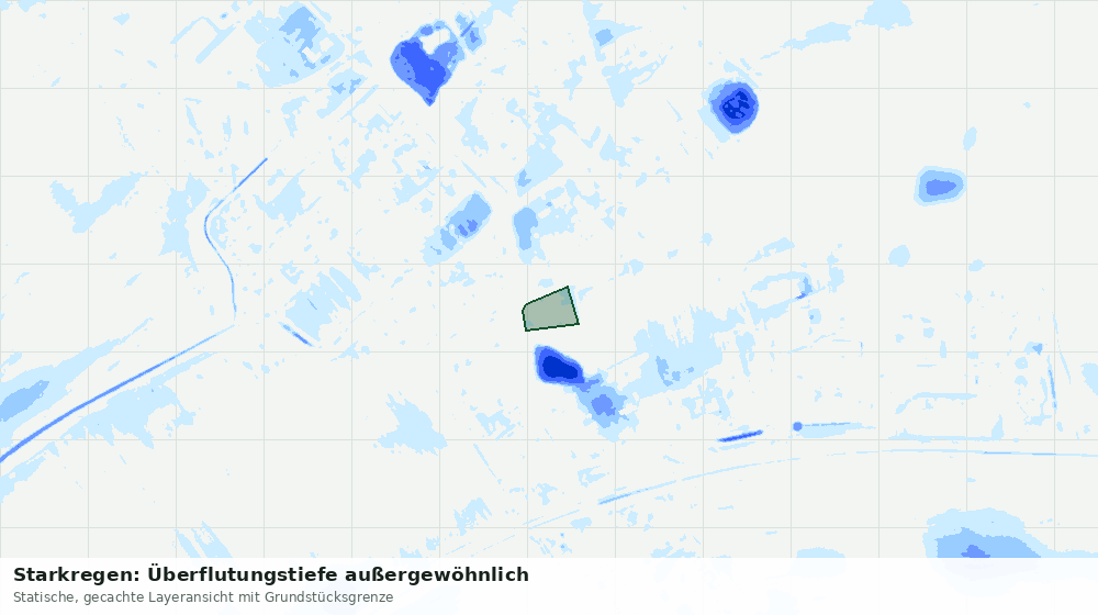 Statische Kartenansicht: Starkregen: Überflutungstiefe außergewöhnlich