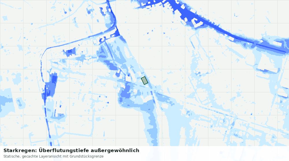 Statische Kartenansicht: Starkregen: Überflutungstiefe außergewöhnlich