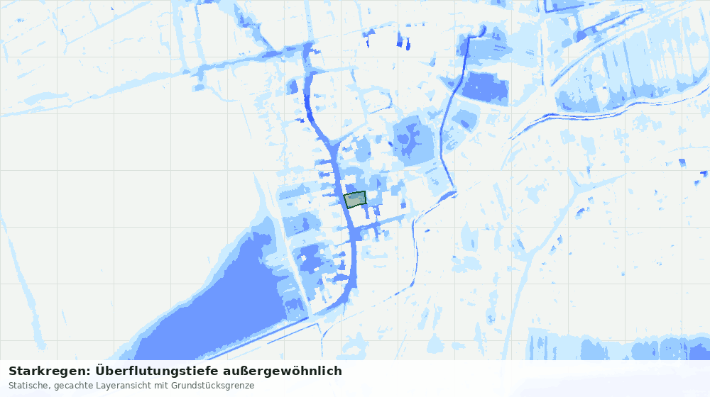 Statische Kartenansicht: Starkregen: Überflutungstiefe außergewöhnlich