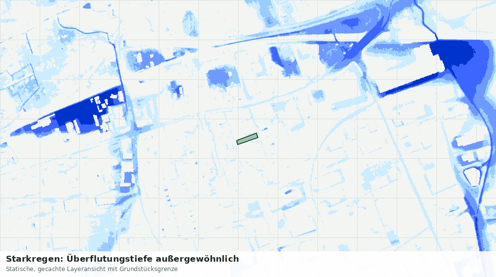 Statische Kartenansicht: Starkregen: Überflutungstiefe außergewöhnlich