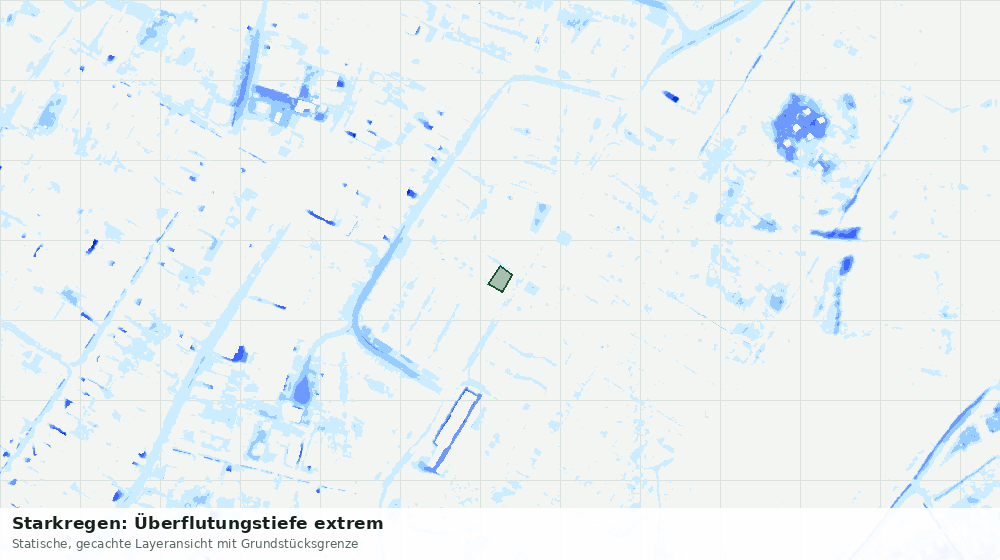 Statische Kartenansicht: Starkregen: Überflutungstiefe extrem