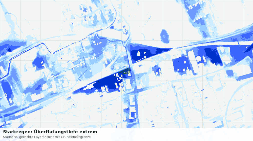 Statische Kartenansicht: Starkregen: Überflutungstiefe extrem