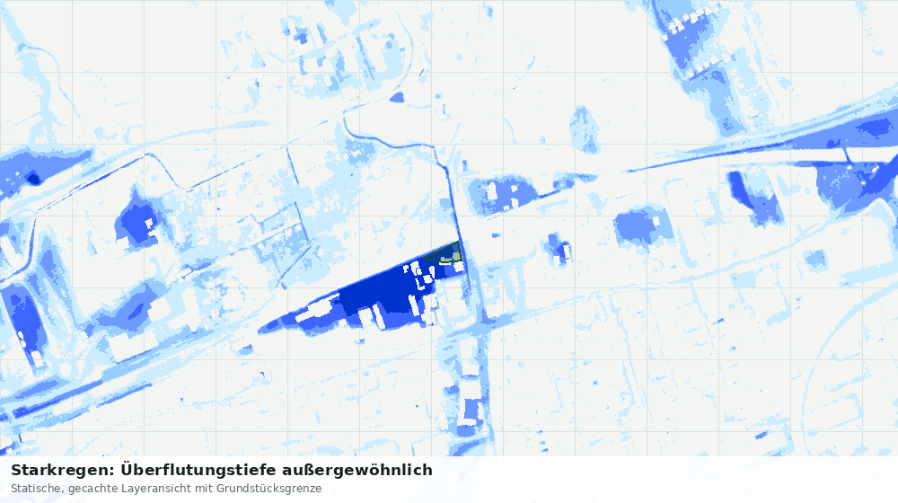 Statische Kartenansicht: Starkregen: Überflutungstiefe außergewöhnlich