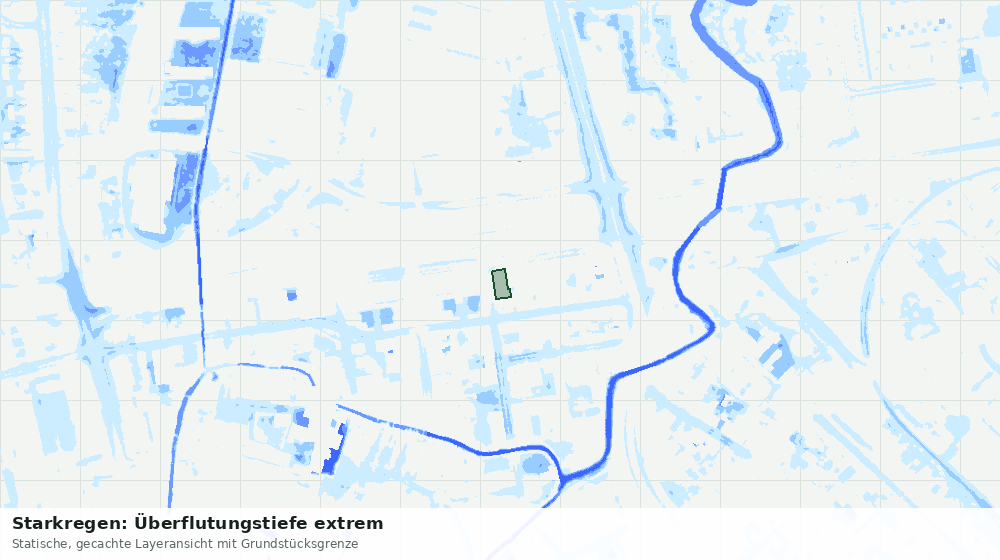 Statische Kartenansicht: Starkregen: Überflutungstiefe extrem