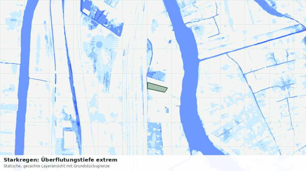 Statische Kartenansicht: Starkregen: Überflutungstiefe extrem