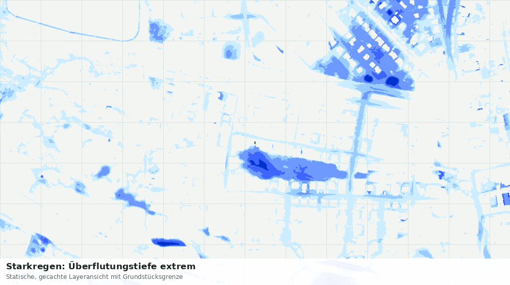 Statische Kartenansicht: Starkregen: Überflutungstiefe extrem